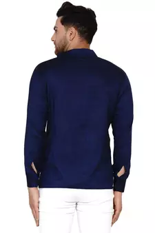 Blue plain rayon men-kurtas