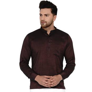 Maroon plain rayon men-kurtas 1