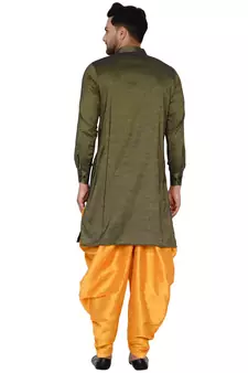 Green plain rayon men-kurtas