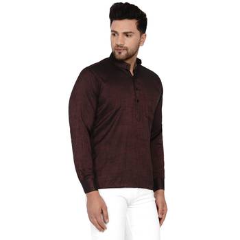 Maroon plain rayon men-kurtas 2