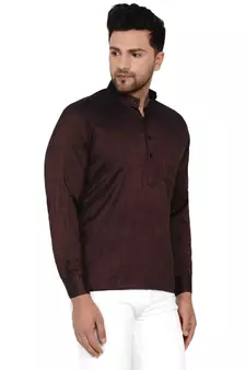 Maroon plain rayon men-kurtas