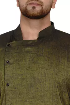 Green plain rayon men-kurtas