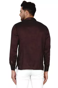 Maroon plain rayon men-kurtas