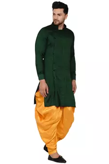 Green plain rayon men-kurtas