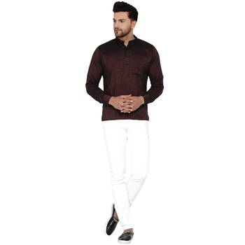 Maroon plain rayon men-kurtas 5