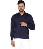 Blue plain rayon men-kurtas
