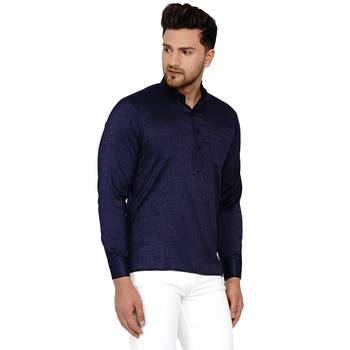 Blue plain rayon men-kurtas 2