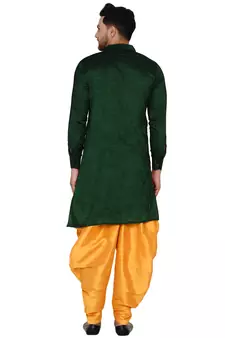 Green plain rayon men-kurtas