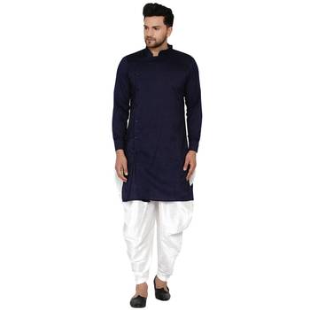 Blue plain rayon men-kurtas 1