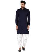 Blue plain rayon men-kurtas
