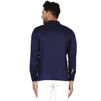 Blue plain rayon men-kurtas 4