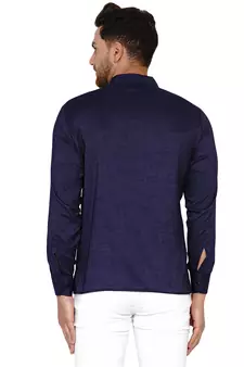 Blue plain rayon men-kurtas