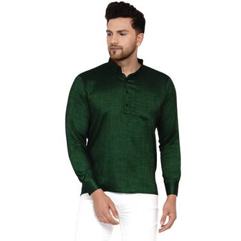 Green plain rayon men-kurtas 1