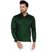 Green plain rayon men-kurtas