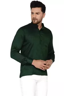 Green plain rayon men-kurtas