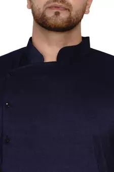 Blue plain rayon men-kurtas