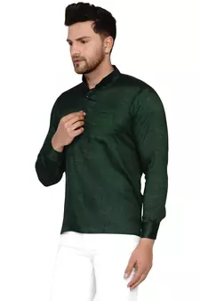 Green plain rayon men-kurtas