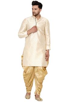 Beige printed banarasi men-kurtas