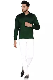 Green plain rayon men-kurtas