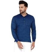 Blue plain rayon men-kurtas