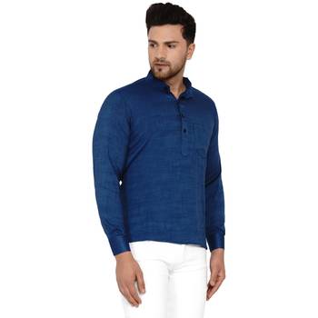 Blue plain rayon men-kurtas 2