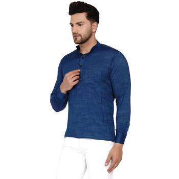 Blue plain rayon men-kurtas 3