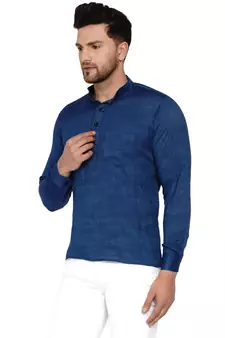 Blue plain rayon men-kurtas