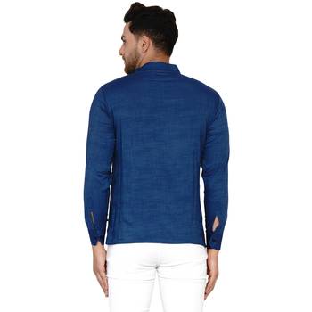 Blue plain rayon men-kurtas 4