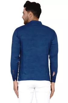 Blue plain rayon men-kurtas