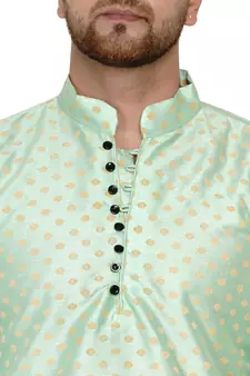 Green printed banarasi men-kurtas
