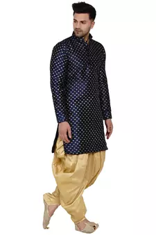Blue printed banarasi men-kurtas