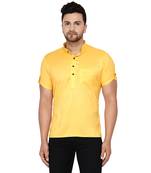 Yellow plain rayon men-kurtas