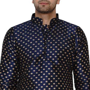 Blue printed banarasi men-kurtas 5