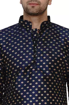 Blue printed banarasi men-kurtas