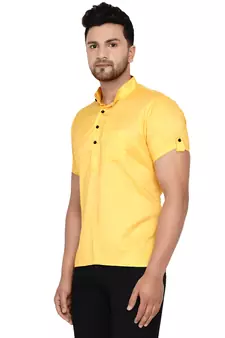 Yellow plain rayon men-kurtas