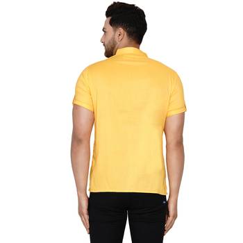 Yellow plain rayon men-kurtas 4