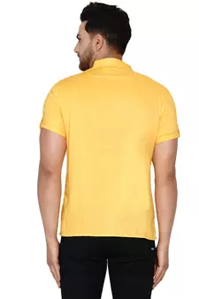 Yellow plain rayon men-kurtas