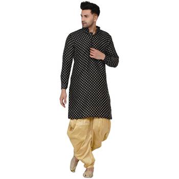 Black printed banarasi men-kurtas 1