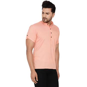 Pink plain rayon men-kurtas 2