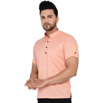 Pink plain rayon men-kurtas 3