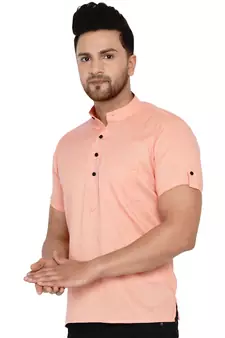 Pink plain rayon men-kurtas