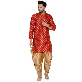 Red printed banarasi men-kurtas 1