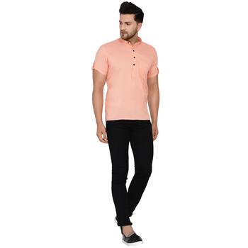 Pink plain rayon men-kurtas 5
