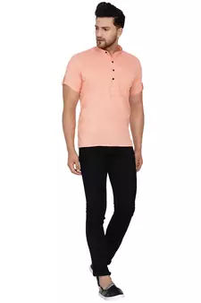 Pink plain rayon men-kurtas