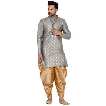 Grey printed banarasi men-kurtas 1
