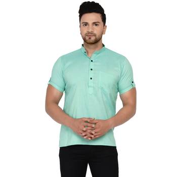 Green plain rayon men-kurtas 1