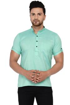 Green plain rayon men-kurtas