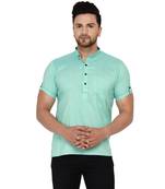 Green plain rayon men-kurtas