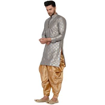 Grey printed banarasi men-kurtas 3