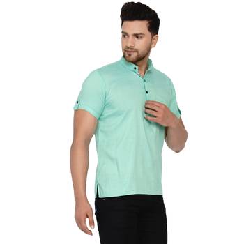 Green plain rayon men-kurtas 2